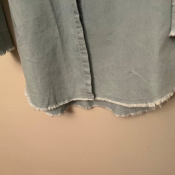Blue-Gray Fringed Button-Down - Picture 4 of 7